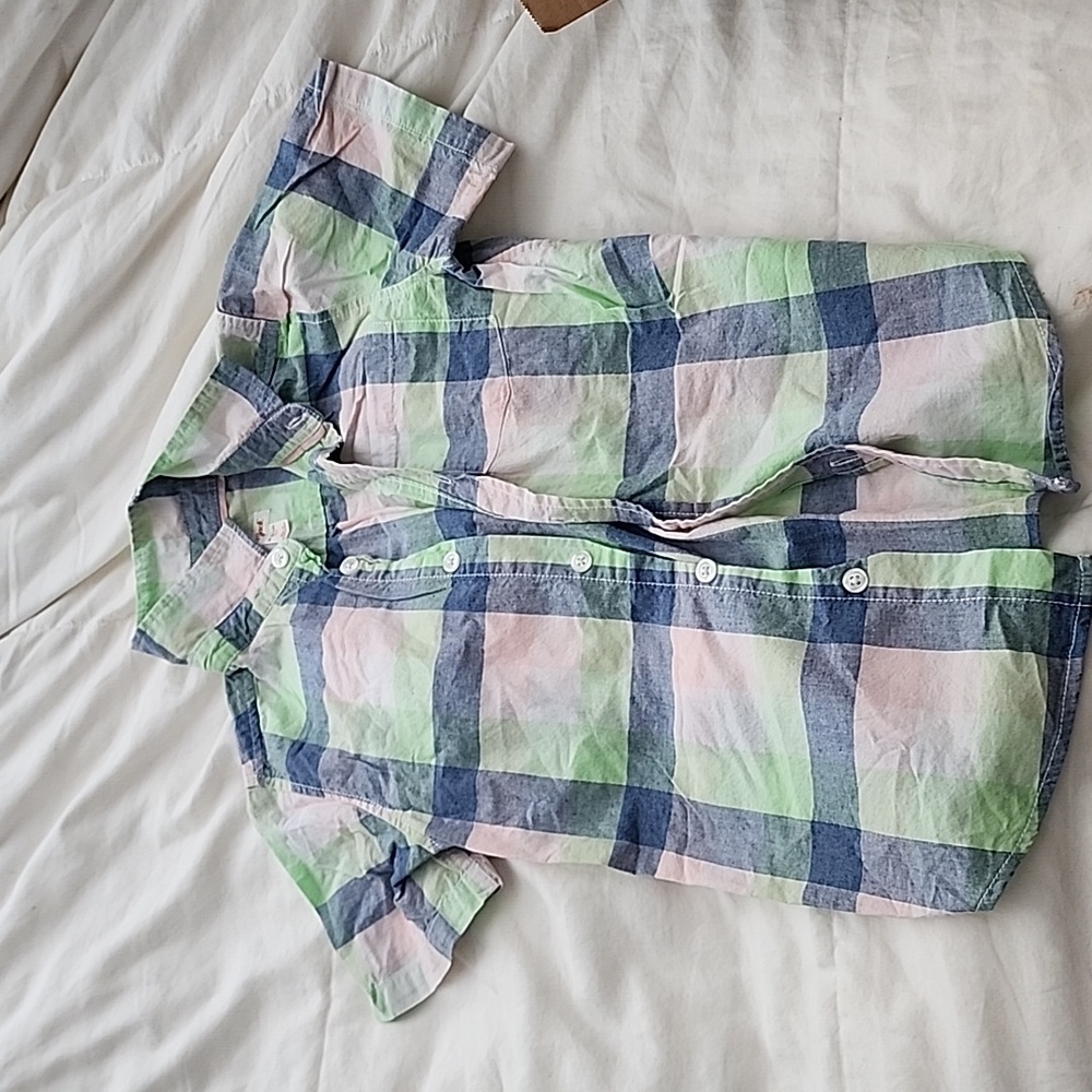 Boys checkered button-down short sleeve short